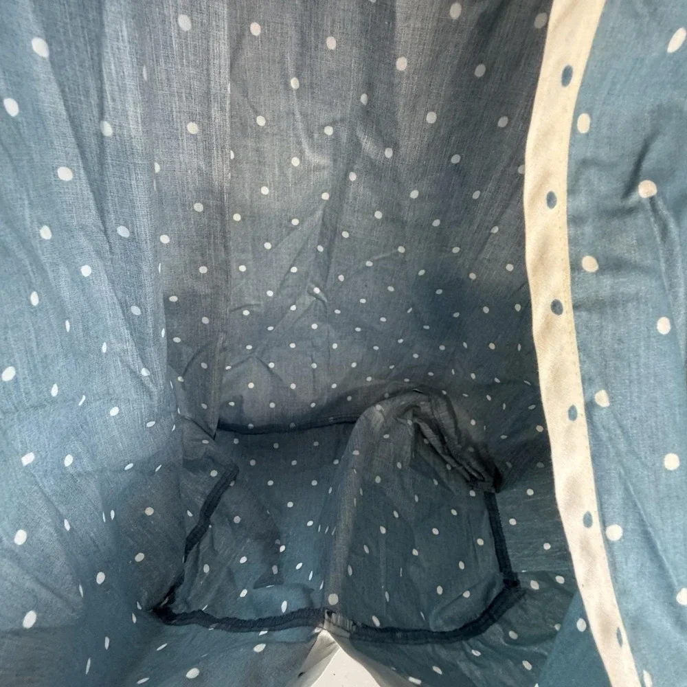 Vintage 90's Diaper Stacker Blue Polka Dot Heart Ruffle Nursery Rocking Bear